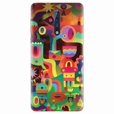 Husa silicon pentru Nokia 8, Abstract Colorful Shapes foto