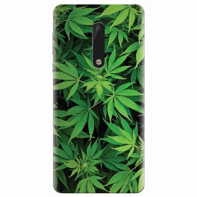 Husa silicon pentru Nokia 5, Green Leaf Pattern foto