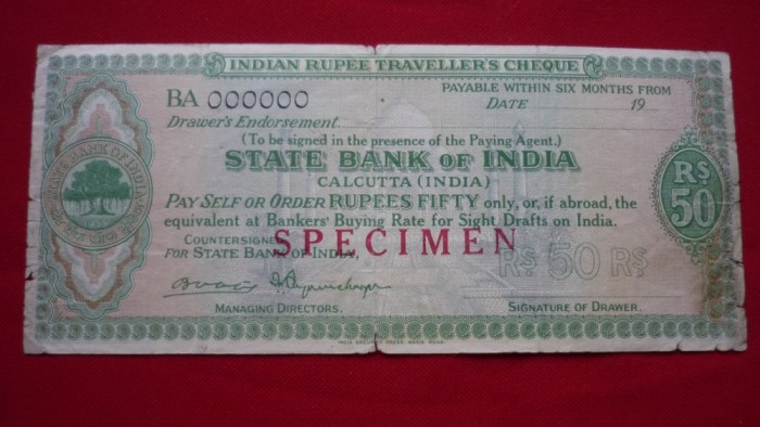 CEC INDIA 50 RUPEE, SPECIMEN