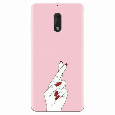 Husa silicon pentru Nokia 6, Pink Finger Cross foto