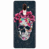 Husa silicon pentru Nokia 7 Plus, Colorful Skull Roses Space