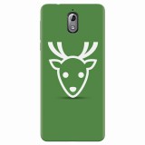 Husa silicon pentru Nokia 3.1, Minimal Reindeer Illustration Green