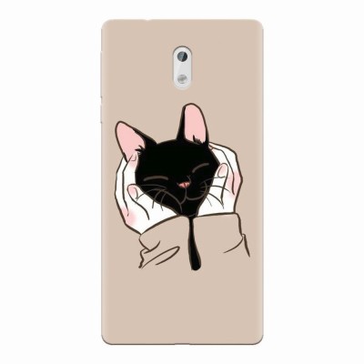 Husa silicon pentru Nokia 3, Th Black Cat In Hands foto