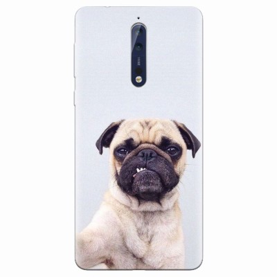 Husa silicon pentru Nokia 8, Simple Pug Selfie foto