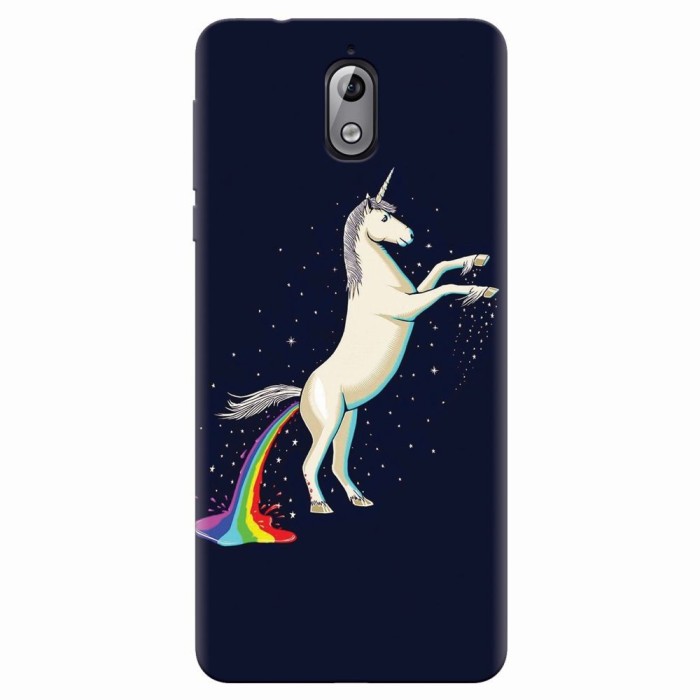 Husa silicon pentru Nokia 3.1, Unicorn Shitting Rainbows