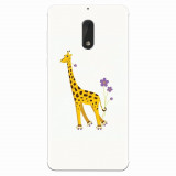 Husa silicon pentru Nokia 6, Rollerskating Girafe Illustration