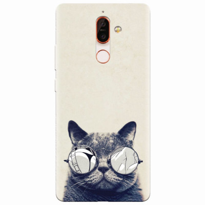 Husa silicon pentru Nokia 7 Plus, Cool Cat Glasses foto