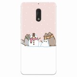 Husa silicon pentru Nokia 6, Cat And Snowman