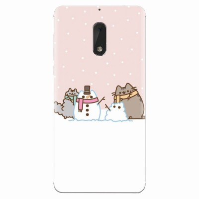 Husa silicon pentru Nokia 6, Cat And Snowman foto