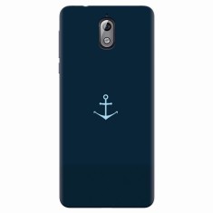 Husa silicon pentru Nokia 3.1, Blue Navy Anchor Illustration Flat