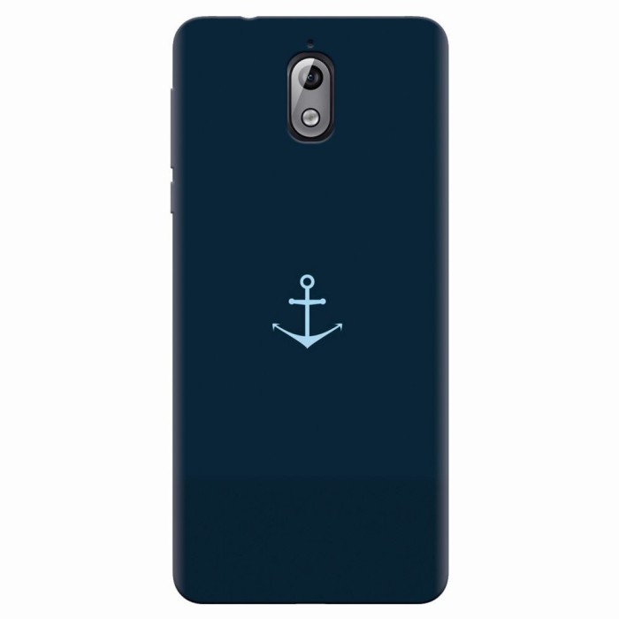 Husa silicon pentru Nokia 3.1, Blue Navy Anchor Illustration Flat