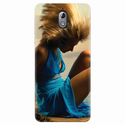 Husa silicon pentru Nokia 3.1, Girl In Blue Dress foto
