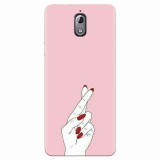 Husa silicon pentru Nokia 3.1, Pink Finger Cross