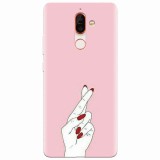 Husa silicon pentru Nokia 7 Plus, Pink Finger Cross