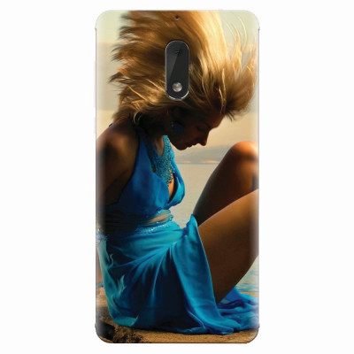 Husa silicon pentru Nokia 6, Girl In Blue Dress foto