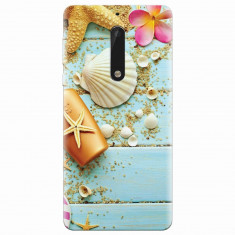 Husa silicon pentru Nokia 5, Blue Wood Seashells Sea Star