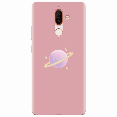 Husa silicon pentru Nokia 7 Plus, Saturn On Pink foto