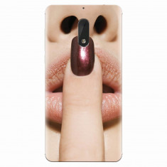 Husa silicon pentru Nokia 6, Finger Purple Nailpolish Girl Lips