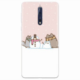 Husa silicon pentru Nokia 8, Cat And Snowman