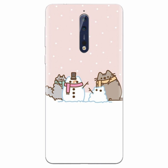 Husa silicon pentru Nokia 8, Cat And Snowman