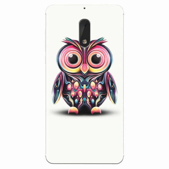 Husa silicon pentru Nokia 6, Colorful Owl Illustration