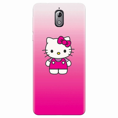 Husa silicon pentru Nokia 3.1, Cute Pink Catty foto