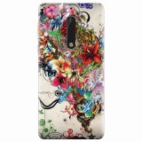 Husa silicon pentru Nokia 5, Abstract Flowers Tattoo Illustration
