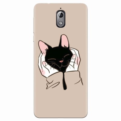 Husa silicon pentru Nokia 3.1, Th Black Cat In Hands foto