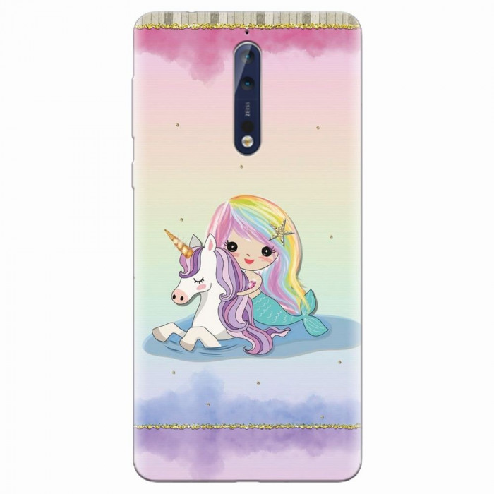 Husa silicon pentru Nokia 8, Mermaid Unicorn Play