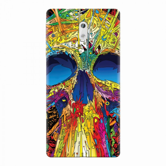 Husa silicon pentru Nokia 3, Abstract Multicolored Skull