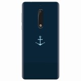 Husa silicon pentru Nokia 5, Blue Navy Anchor Illustration Flat