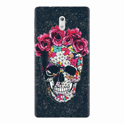 Husa silicon pentru Nokia 3, Colorful Skull Roses Space foto