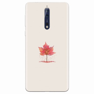 Husa silicon pentru Nokia 8, Autumn Tree Leaf Shape Illustration foto