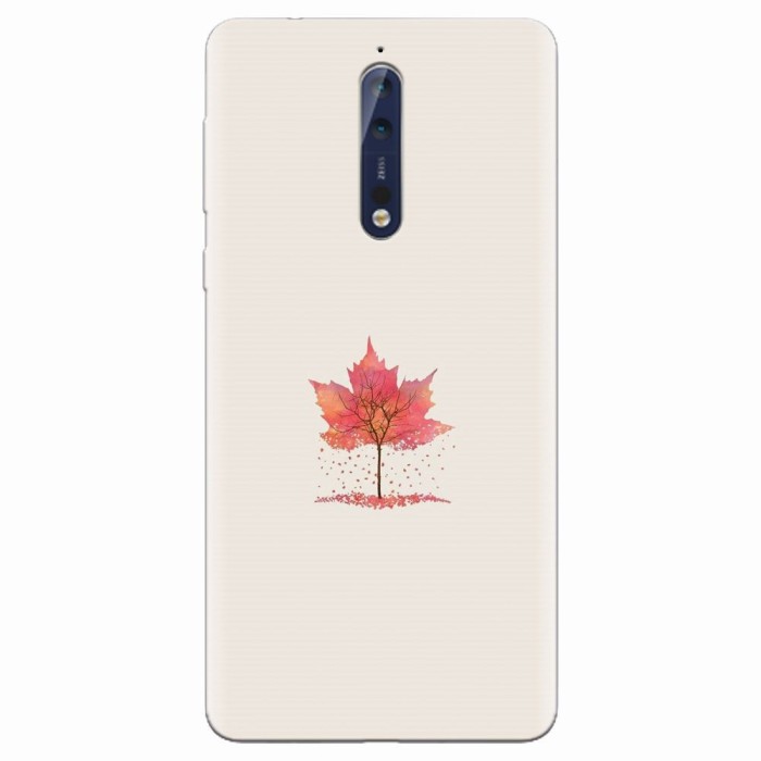 Husa silicon pentru Nokia 8, Autumn Tree Leaf Shape Illustration