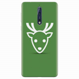 Husa silicon pentru Nokia 8, Minimal Reindeer Illustration Green