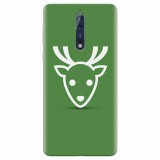 Husa silicon pentru Nokia 8, Minimal Reindeer Illustration Green