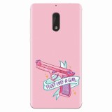 Husa silicon pentru Nokia 6, Fight Like A Girl