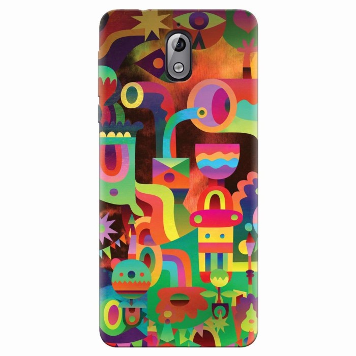 Husa silicon pentru Nokia 3.1, Abstract Colorful Shapes