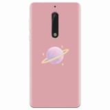 Husa silicon pentru Nokia 5, Saturn On Pink