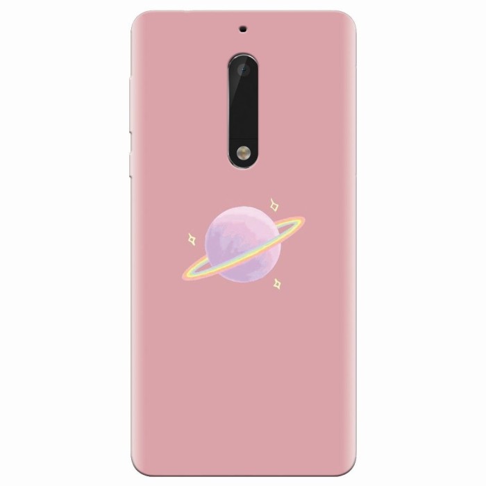 Husa silicon pentru Nokia 5, Saturn On Pink Husa silicon pentru Nokia 5, Saturn On Pink