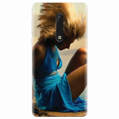 Husa silicon pentru Nokia 5, Girl In Blue Dress foto