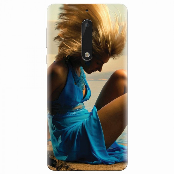 Husa silicon pentru Nokia 5, Girl In Blue Dress