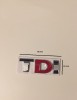 Emblema Auto TDI Rosu Metal 78mm x 25mm, Banda 3M Inclusa