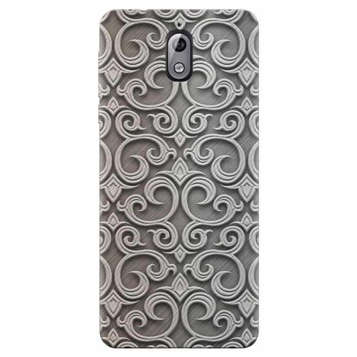 Husa silicon pentru Nokia 3.1, Baroque Silver Pattern