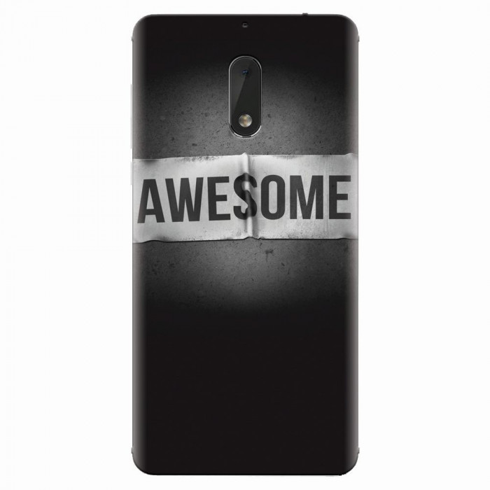 Husa silicon pentru Nokia 6, Awesome Label Dark