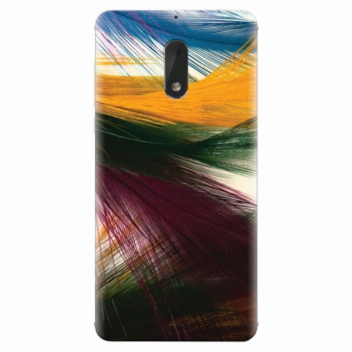 Husa silicon pentru Nokia 6, Colorful Peacock Feathers