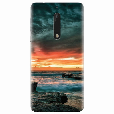 Husa silicon pentru Nokia 5, Dramatic Rocky Beach Shore Sunset foto