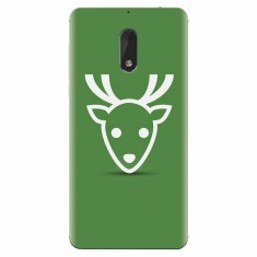Husa silicon pentru Nokia 6, Minimal Reindeer Illustration Green