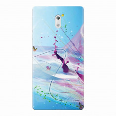 Husa silicon pentru Nokia 3, Artistic Paint Splash Purple Butterflies