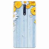 Husa silicon pentru Nokia 8, Sunflower On Blue Wood